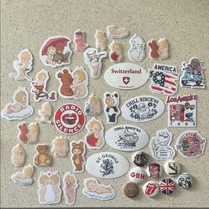 Brandy Melville USA chill since 1993 sticker and pin bundle set with pouch